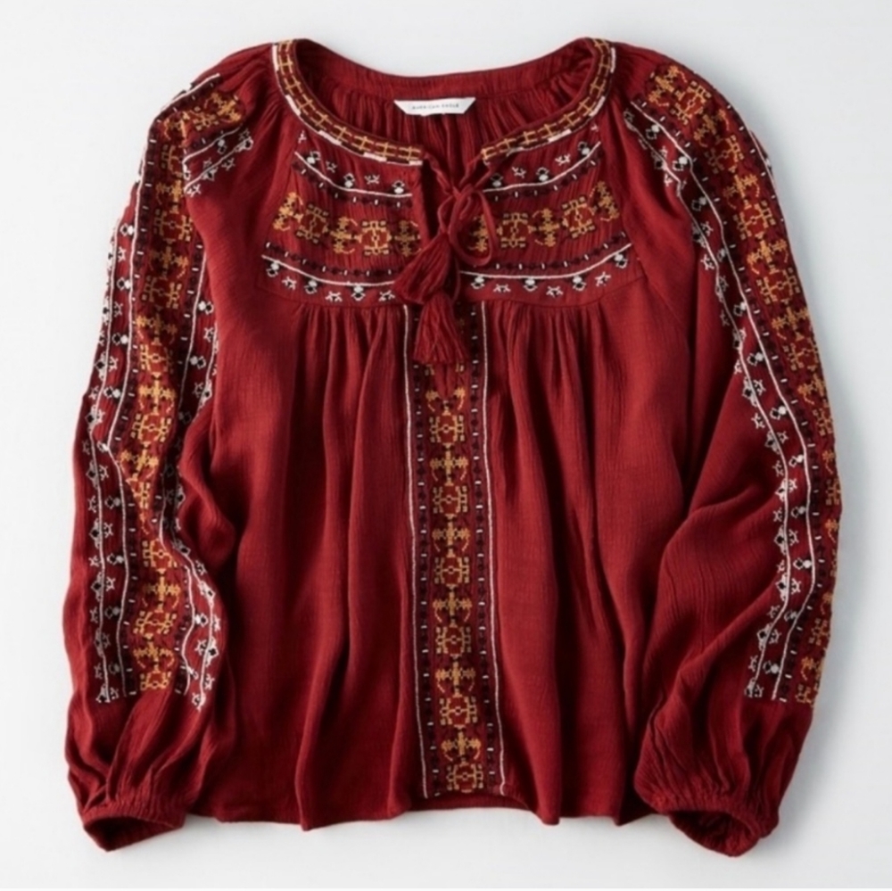 American Eagle Crop Embroidered Top